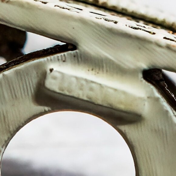 Vintage Florenza Lipstick Holder French White Enamel w/ Gold Ormolu BASK… - Picture 5 of 11